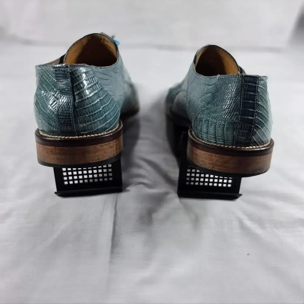 David Eden Oxfords Mens 10.5 Crocodile Patchwork Baby Blue